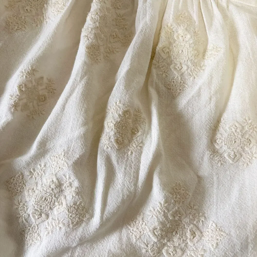 THE COAST BRAND Leela 100% Cotton Embroidered Peasant Blouse Top Size S